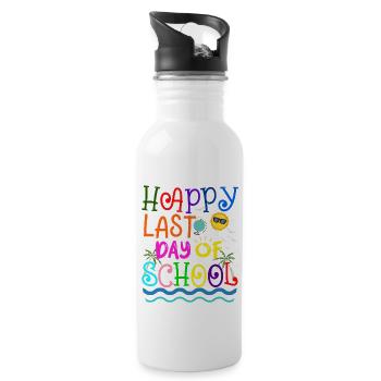 Happy Last Day Of School Teacher Student Graduated - Water bottle with straw - white - Right