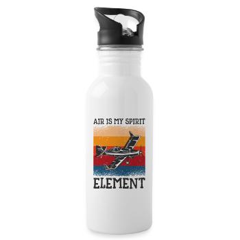 Aviation Pilot Aviator Airplane Aircraft Air - Water bottle with straw - white - Right