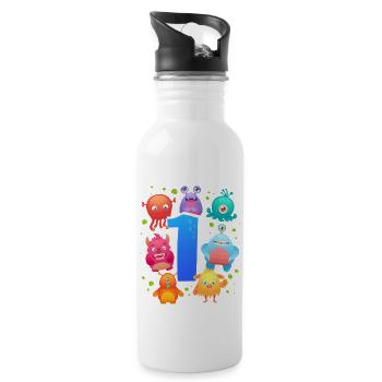 1st birthday | Monster Birthday | Monster - Water bottle with straw - white - Right
