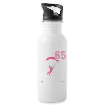 Ich bin 65 Ab jetzt gehts abwärts 65 Geburtstag - Trinkflasche mit integriertem Trinkhalm - Weiß - Rechts