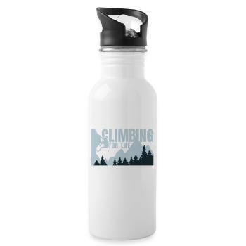 Climbing for life - Klettern Bergsteigen Berge - Trinkflasche mit integriertem Trinkhalm - Weiß - Rechts