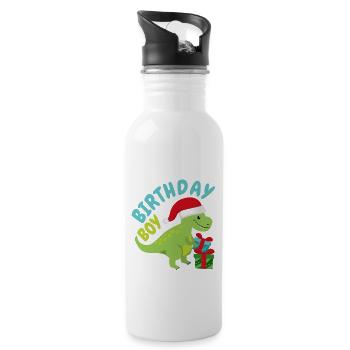 Noël Décembre Dinosaure Anniversaire - Gourde avec paille intégrée - blanc - Droite