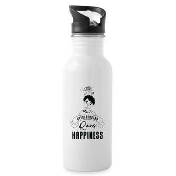 Overthinking Art Fan Happiness Line Art Anxiety - Water bottle with straw - white - Right