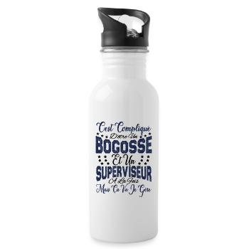 c'est compliqué être un Bogosse et un Superviseur. - Gourde avec paille intégrée - blanc - Droite
