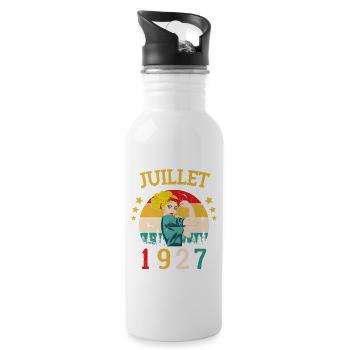Juillet 1927 Anniversaire Vintage Happy Birthday - Gourde avec paille intégrée - blanc - Droite