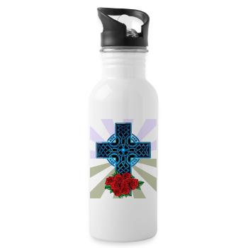 Cadeau de Noël Christianisme Croix Jésus - Gourde avec paille intégrée - blanc - Droite