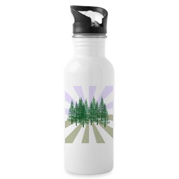 Strahlen Wald Tannen Wildnis Flora Ökologie - Trinkflasche mit integriertem Trinkhalm - Weiß - Rechts