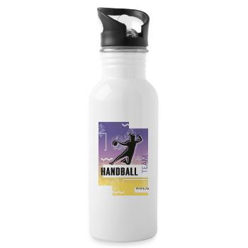 Handball Team Spielerin - Trinkflasche mit integriertem Trinkhalm - Weiß - Rechts