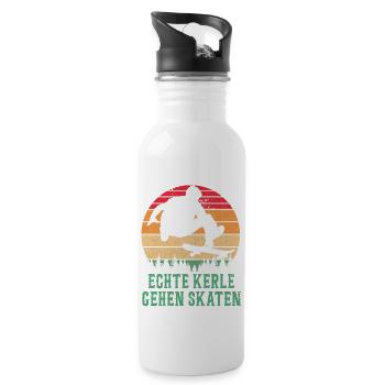 Skateboarder Skateboarding Skaten Skater - Trinkflasche mit integriertem Trinkhalm - Weiß - Rechts