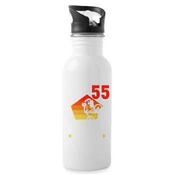 Ich bin 55 Ab jetzt gehts abwärts 55 Geburtstag - Trinkflasche mit integriertem Trinkhalm - Weiß - Rechts