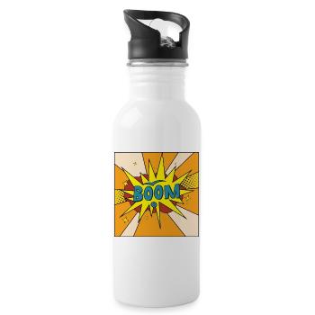 Boom Comic Explosion Stil - Trinkflasche mit integriertem Trinkhalm - Weiß - Rechts