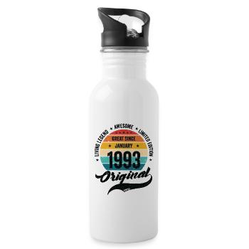 Rétro 30 ans Janvier 1993 Anniversaire Millésime - Gourde avec paille intégrée - blanc - Droite