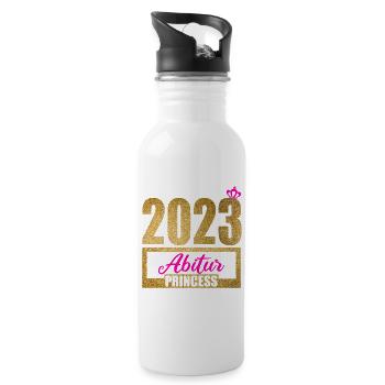 Abitur Gymnasium Damen und Herren Abi 2023 - Trinkflasche mit integriertem Trinkhalm - Weiß - Rechts