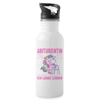 Abitur 2023 Für dieses musste ich lange lernen - Trinkflasche mit integriertem Trinkhalm - Weiß - Rechts