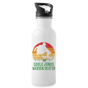 Skateboarder Skateboarding Skaten Skater - Trinkflasche mit integriertem Trinkhalm - Weiß - Rechts