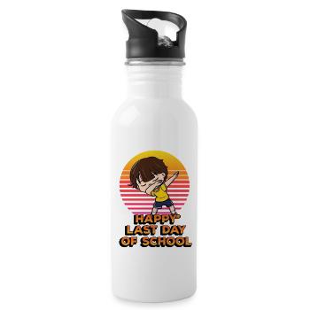 Happy last day of school Funny polka dot - Water bottle with straw - white - Right