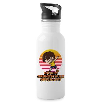 Bäähm Grundschule Geschafft Funny Dabbing Student - Trinkflasche mit integriertem Trinkhalm - Weiß - Rechts