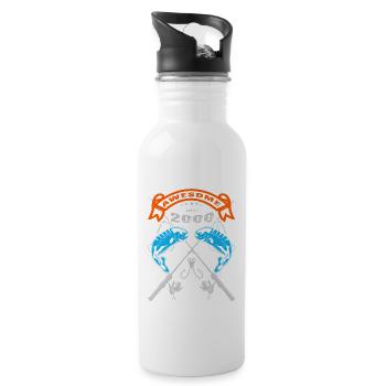 Awesome since 2000. Angel, Angler Geburtstag - Trinkflasche mit integriertem Trinkhalm - Weiß - Rechts
