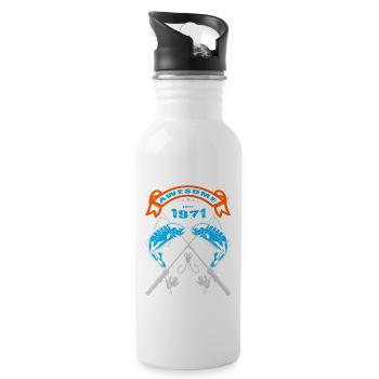 Awesome since 1971. Angel, angler's birthday - Water bottle with straw - white - Right