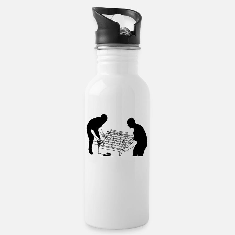Tischfußballspieler - Trinkflasche mit integriertem Trinkhalm - Weiß