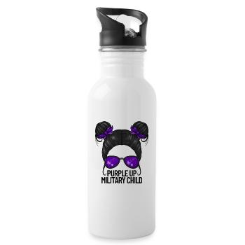 Purple up military child Lwenzahn chaotic Br - Water bottle with straw - white - Right