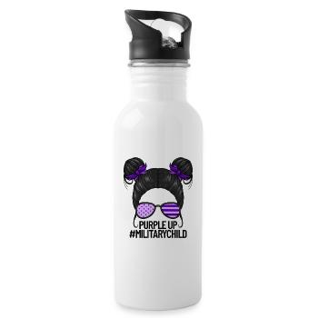 Lila up #militarychild M dchen Milit r Kind - Water bottle with straw - white - Right
