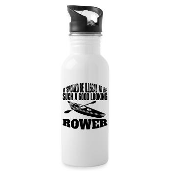Ruderer Spruch Ruderin Ruderverein lustige Rudern - Trinkflasche mit integriertem Trinkhalm - Weiß - Rechts