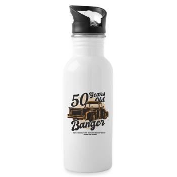 50 Jahre alter Pickup-Truck 50 Jahre alter Pickup- - Trinkflasche mit integriertem Trinkhalm - Weiß - Rechts