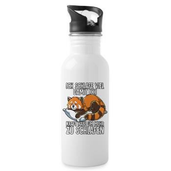 Ich Schlafe Roter Panda - Trinkflasche mit integriertem Trinkhalm - Weiß - Rechts