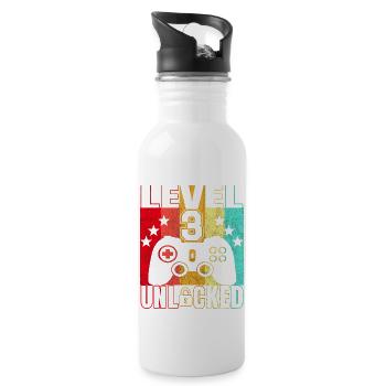 3 years birthday shirt Gamer 3. - Water bottle with straw - white - Right