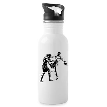 Kickboxen Kickboxer MMA - Trinkflasche mit integriertem Trinkhalm - Weiß - Rechts