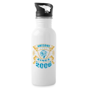 Génial depuis 2006. Angel, l’anniversaire du pêcheur - Gourde avec paille intégrée - blanc - Droite