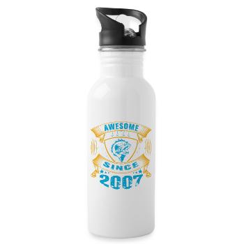 Génial depuis 2007. Angel, l’anniversaire du pêcheur - Gourde avec paille intégrée - blanc - Droite