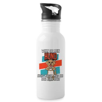 Wenn Du Mein Hund - Trinkflasche mit integriertem Trinkhalm - Weiß - Rechts