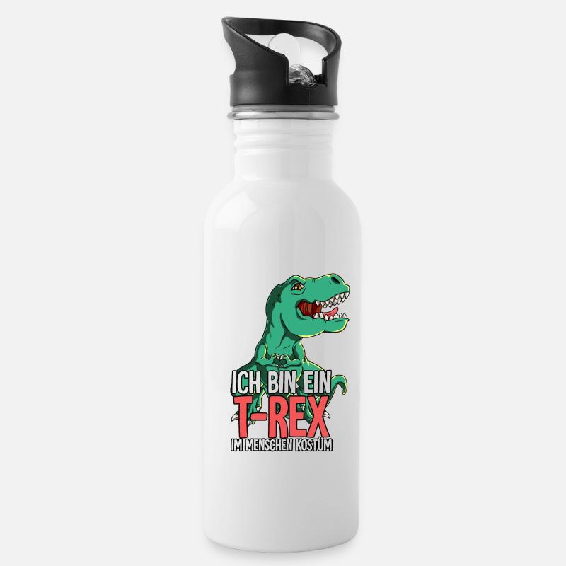 Ich Bin Ein T-rex - Trinkflasche mit integriertem Trinkhalm - Weiß