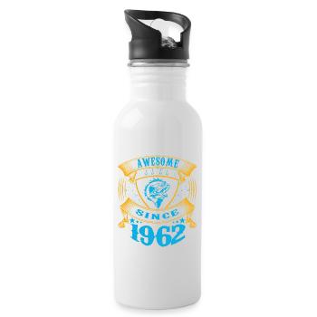 Awesome since 1962. Angel, angler's birthday - Water bottle with straw - white - Right