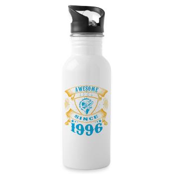 Awesome since 1996. Angel, Angler Geburtstag - Trinkflasche mit integriertem Trinkhalm - Weiß - Rechts