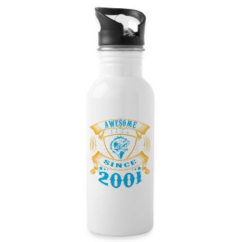 Awesome since 2001. Angel, Angler's birthday - Water bottle with straw - white - Right