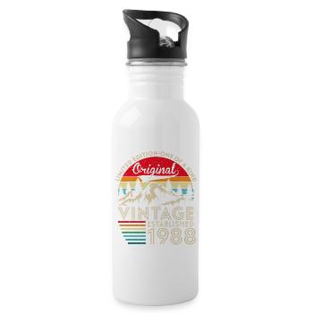 Original vintage established in 1988 anniversary - Water bottle with straw - white - Right