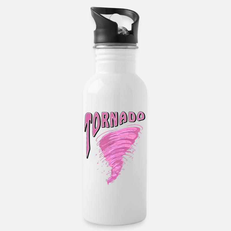 TORNADO - Trinkflasche mit integriertem Trinkhalm - Weiß