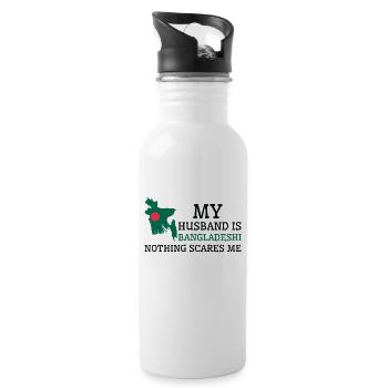 Nothing Scares Me Bangladeshi Husband Bangladesh - Water bottle with straw - white - Right