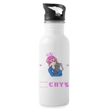 Anime Girl. Merch Anime. Otaku Manga - Gourde avec paille intégrée - blanc - Droite