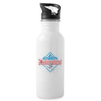 Dolomiten Südtirol Retro Skifahrer Vintage - Trinkflasche mit integriertem Trinkhalm - Weiß - Rechts