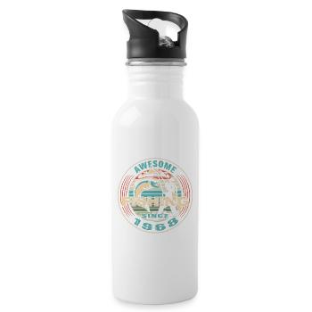 Awesome since 1968. Angel, Angler's Birthday - Water bottle with straw - white - Right