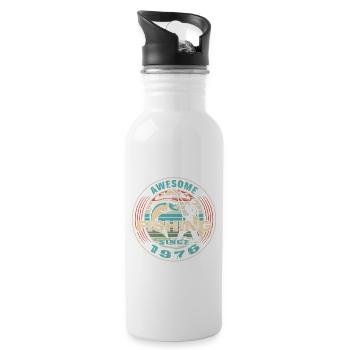 Awesome since 1976. Angel, Angler Geburtstag - Trinkflasche mit integriertem Trinkhalm - Weiß - Rechts