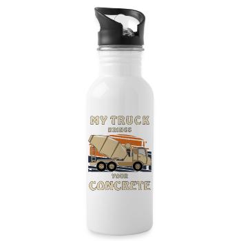 MY TRUCK BRINGS YOUR CONCRETE - Trinkflasche mit integriertem Trinkhalm - Weiß - Rechts
