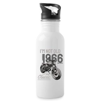 I'm Not Old I'm Classic. Biker Geburtstag 1966 - Trinkflasche mit integriertem Trinkhalm - Weiß - Rechts