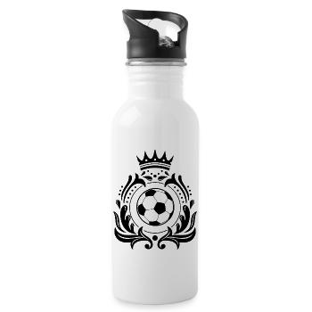 Fußball Soccer - Trinkflasche mit integriertem Trinkhalm - Weiß - Rechts