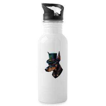 Chien Doberman Pinscher motif de chien - Gourde avec paille intégrée - blanc - Droite