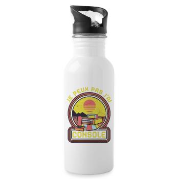 Gamer gift idea I can't I console - Water bottle with straw - white - Right